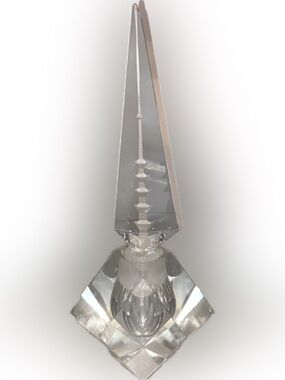 Hoya Hand Cut Clear Obelisk Crystal Pagoda Perfume Bottle